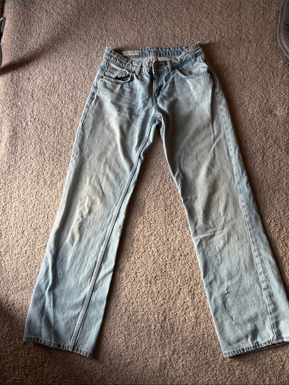 Zara Light Blue Flared Wide-Leg Jeans